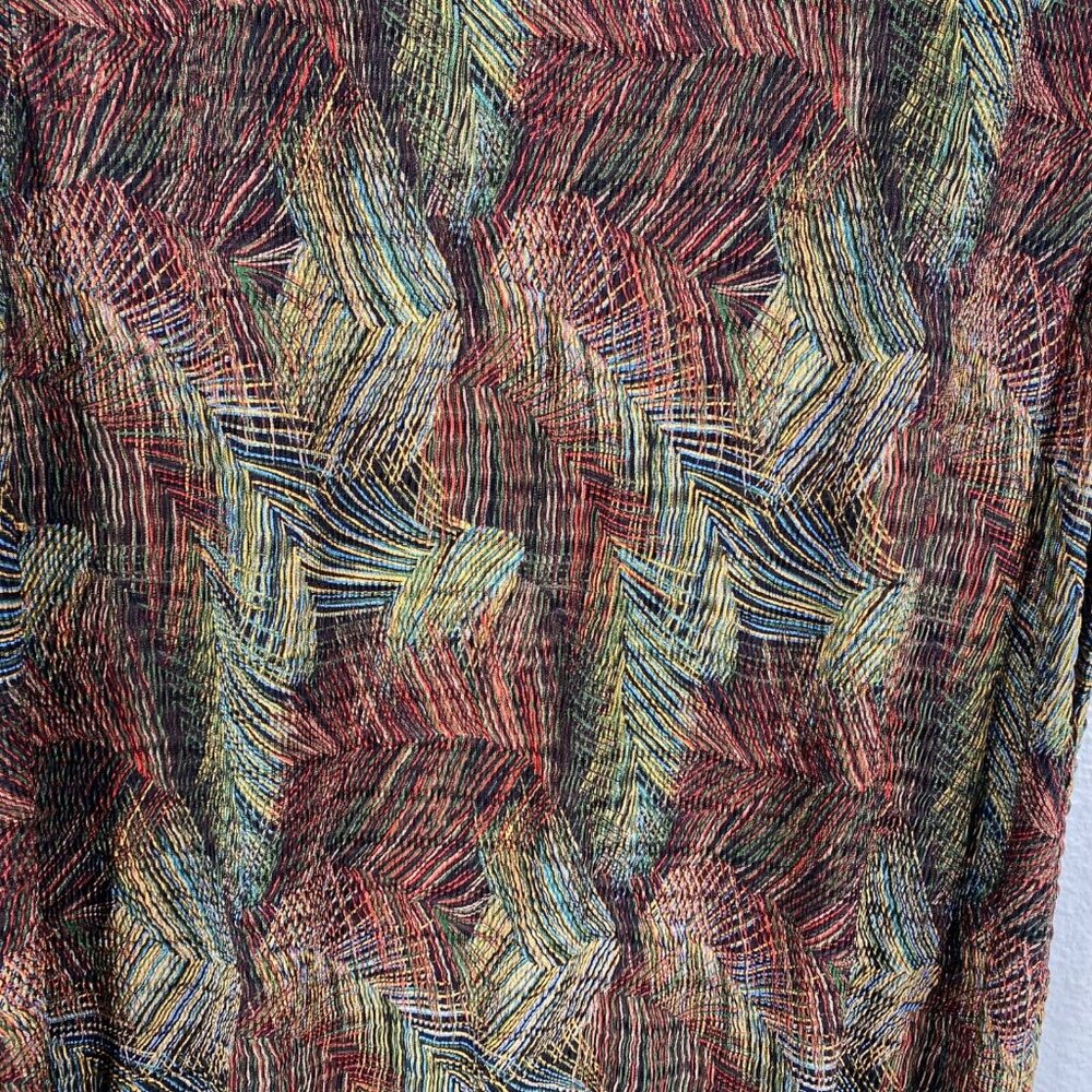 Plisse Top Women's Sleeveless Micro Pleats Abstract Pattern Multicolor Sz 2X VTG - Picture 7 of 10